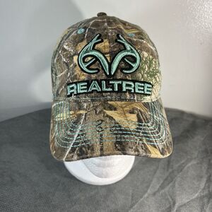 REALTREE Ladies Antler Camo Blue Teal Hat Cap Snapback Trucker BaseBall Hunting
